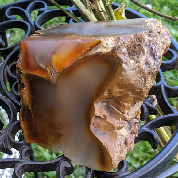 *SOLD* Large natural Agate abstract cut stone bookend 973g - Picture 2 of 12